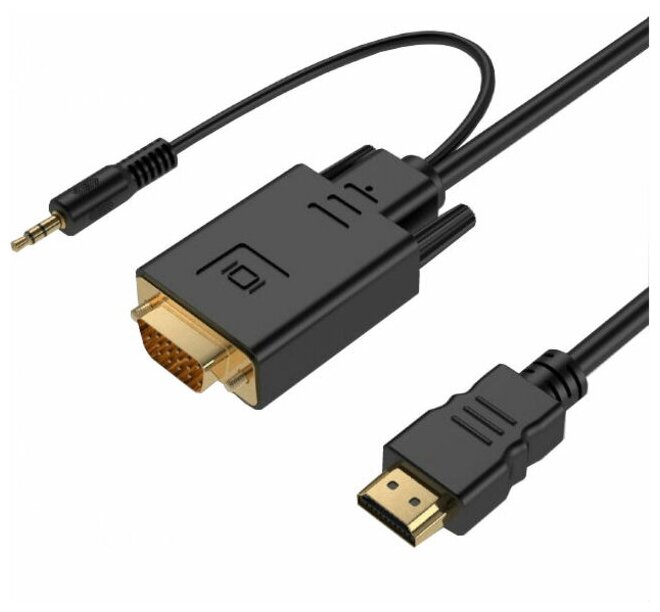 Аксессуар Gembird Cablexpert HDMI-VGA 19M/15M + 3.5Jack 1.8m Black - фото №3