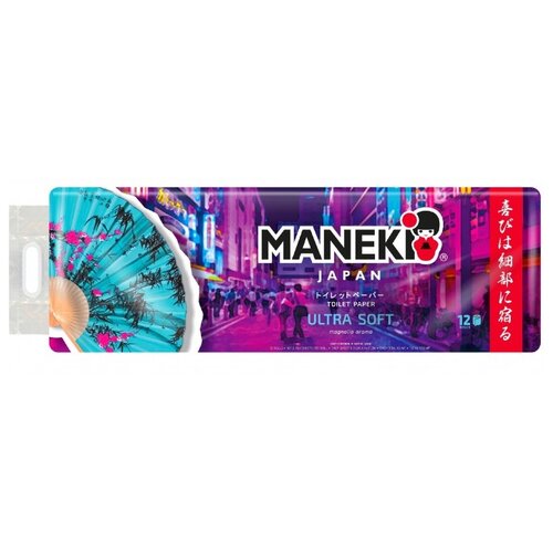 Бумага туалетная Maneki DREAM 2 слоя, 107 л., 15 м., с тиснением и ароматом магнолии, 12 р/упак