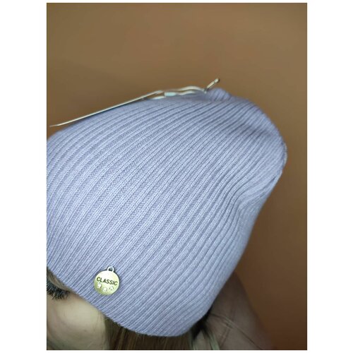 фото Шапка бини , демисезон/зима, шерсть, вязаная, размер 56, фиолетовый куранид