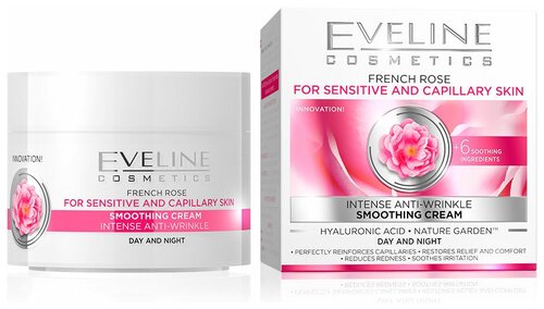 Eveline Cosmetics 6 компонентов French Rose Омолаживающий крем для лица с экстрактом Французской Розы против морщин, 50 мл