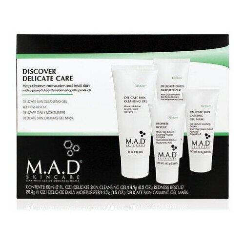 M.A.D SkinCare Набор Delicate Discovery Kit Дорожный Препаратов для Чувствительной Кожи, 60 мл+28,4 мл+2*14,7 мл