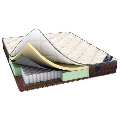 фото Матрас dimax элемент мемо хард, 70x185 см, пружинный, белый/коричневый