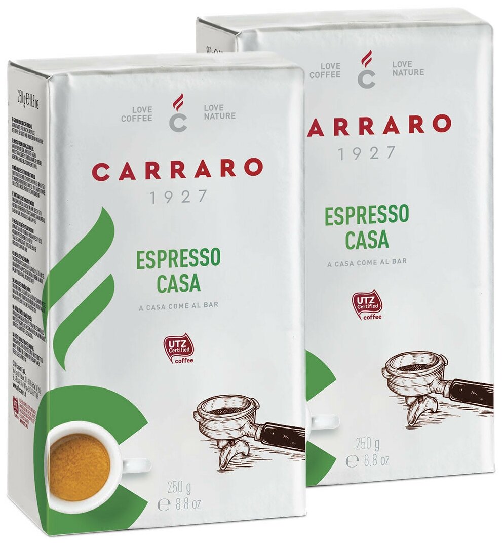 Кофе молотый Carraro Espresso Casa (Эспрессо Каза), 2x250г