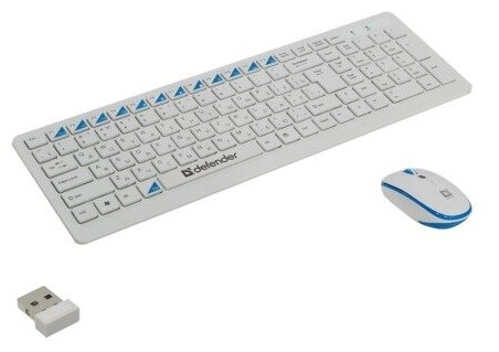 Клавиатура и мышь Wireless Defender 45895 white, USB, 2000 dpi - фото №2