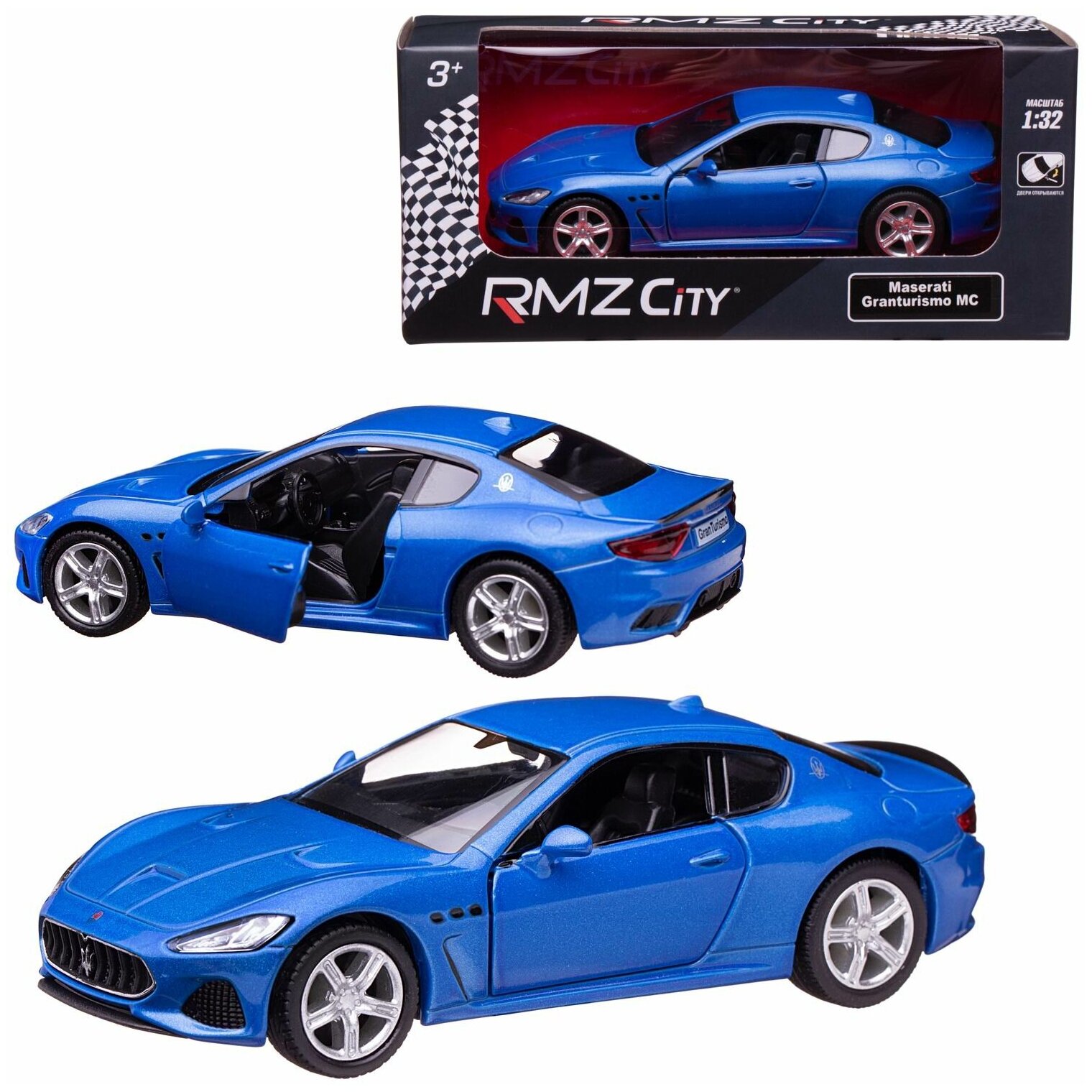Машинка металлическая Uni-Fortune RMZ City 1:32 Maserati GranTurismo MC 2018 (цвет синий)