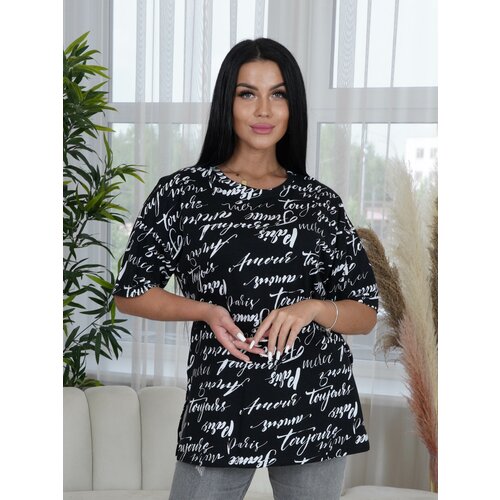 фото Футболка lovetex.store, размер 48, черный