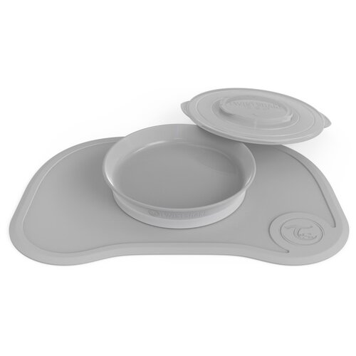 Комплект посуды Twistshake Click Mat с тарелкой, серый