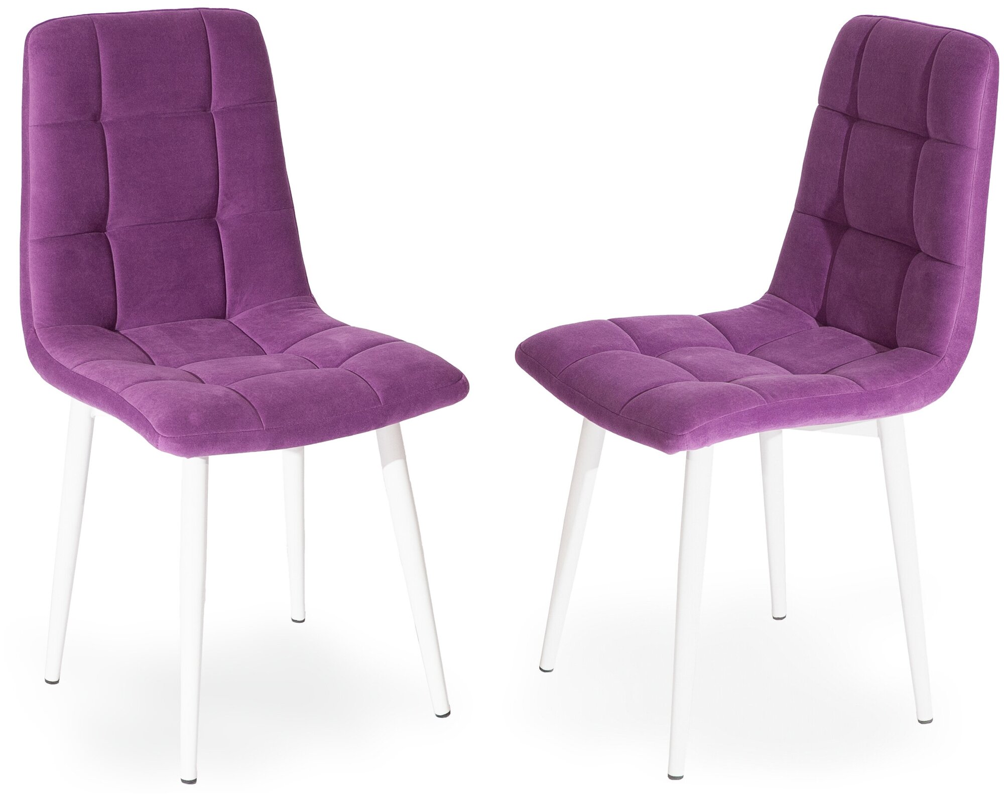 Комплект стульев томас, велюр фиолетовый, ножки белые, 2шт