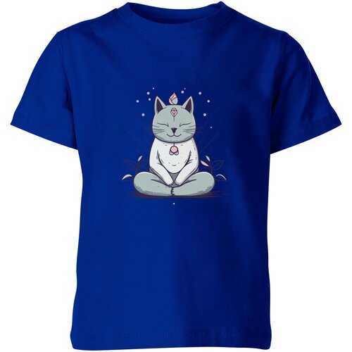 Футболка Us Basic, размер 4, синий детская футболка котик йога 152 темно розовый