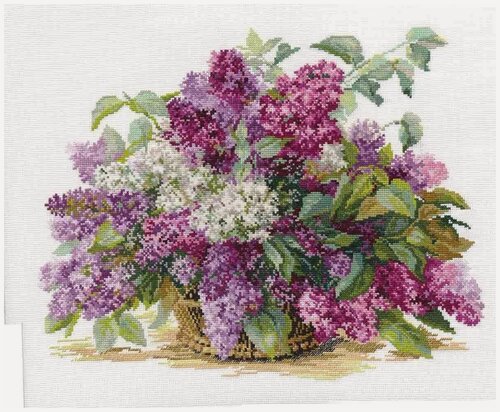 Изображение товара Набор для вышивания крестом Алиса "Сирень" 41х32 см 2-22 Творческий набор с комплектом качественных цветных ниток мулине, хлопковой канвой, удобной иглой, схемой и подробной инструкцией