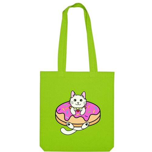 Сумка шоппер Us Basic, зеленый мужская футболка белый котенок в пончике s серый меланж