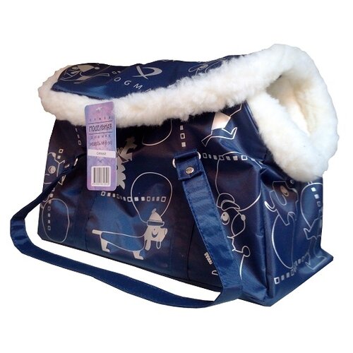 фото Dogman сумка-переноска модельная № 8м, зима, иск. мех, василёк, 38 х 18 х 25 см (1 шт)