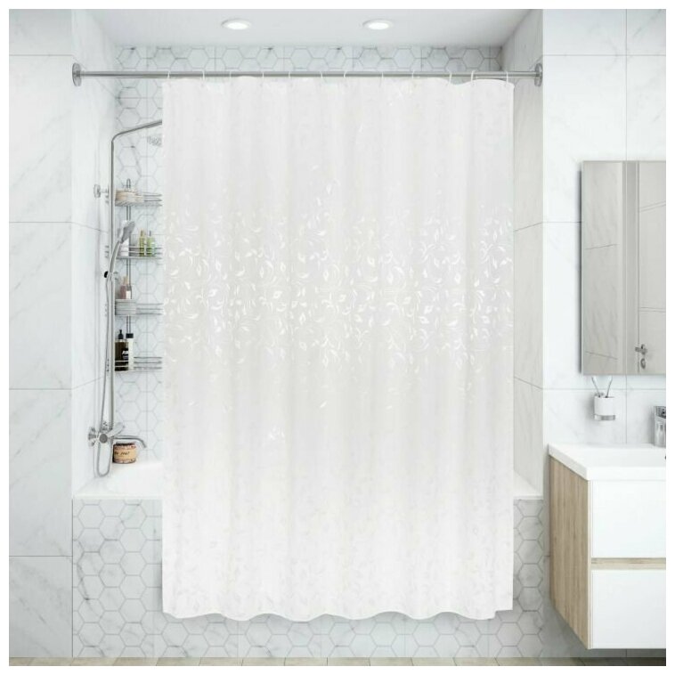 Штора для ванной Cadence 180x200 см полиэстер цвет белый