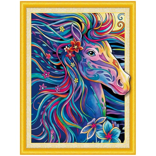 Картина стразами сияющая (алмазная мозаика) 40*50см остров сокровищ Лошадь, без подрамника, 662451