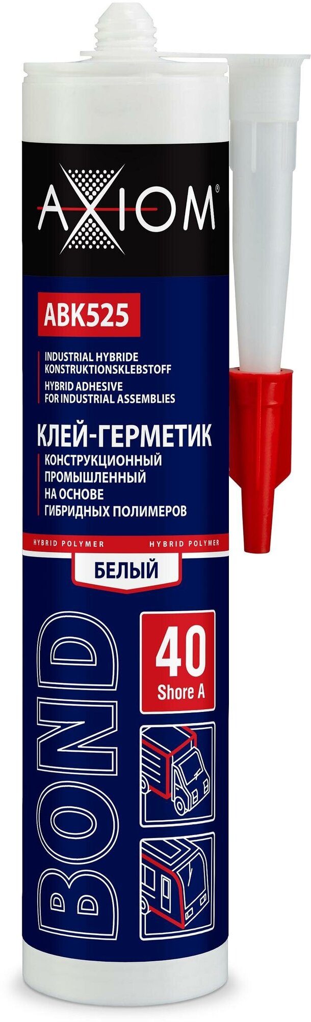 Клей-герметик конструкционный промышленный на основе гибридных полимер, AXIOM ABK525 (1 шт.)