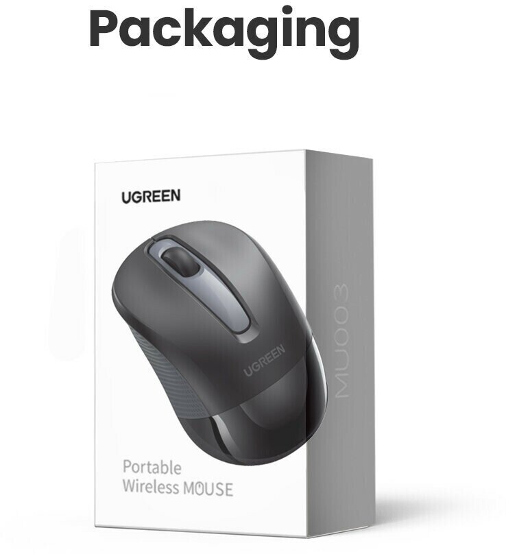 Беспроводная компьютерная мышь UGREEN MU003 (90371) Portable Wireless Mouse чёрная