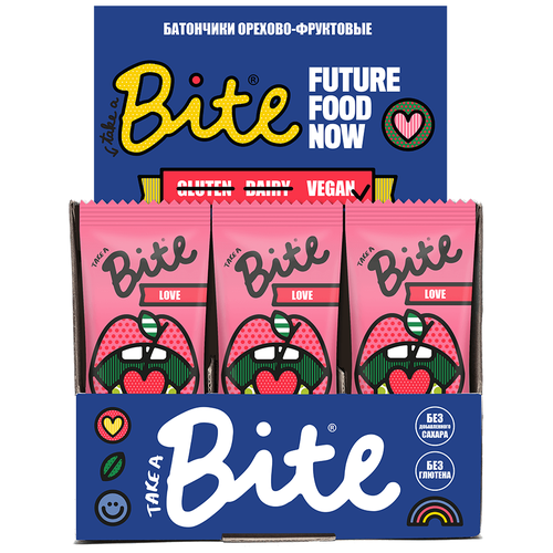 фото Фруктовый батончик bite box love без сахара вишня и миндаль, 20 шт