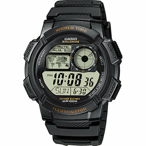 Наручные часы CASIO AE-1000W-1A, черный, зеленый наручные часы casio ae 1100w 1a