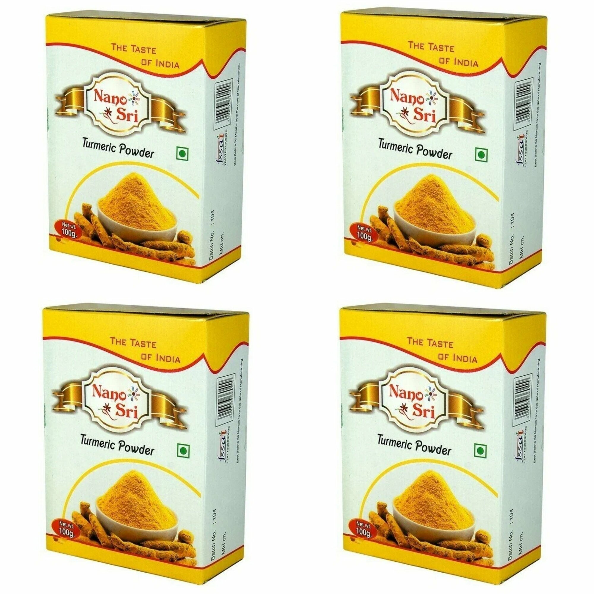 Куркума молотая 4 шт по 100 гр Turmeric powder Нано Шри (Nano Sri) (Индия)