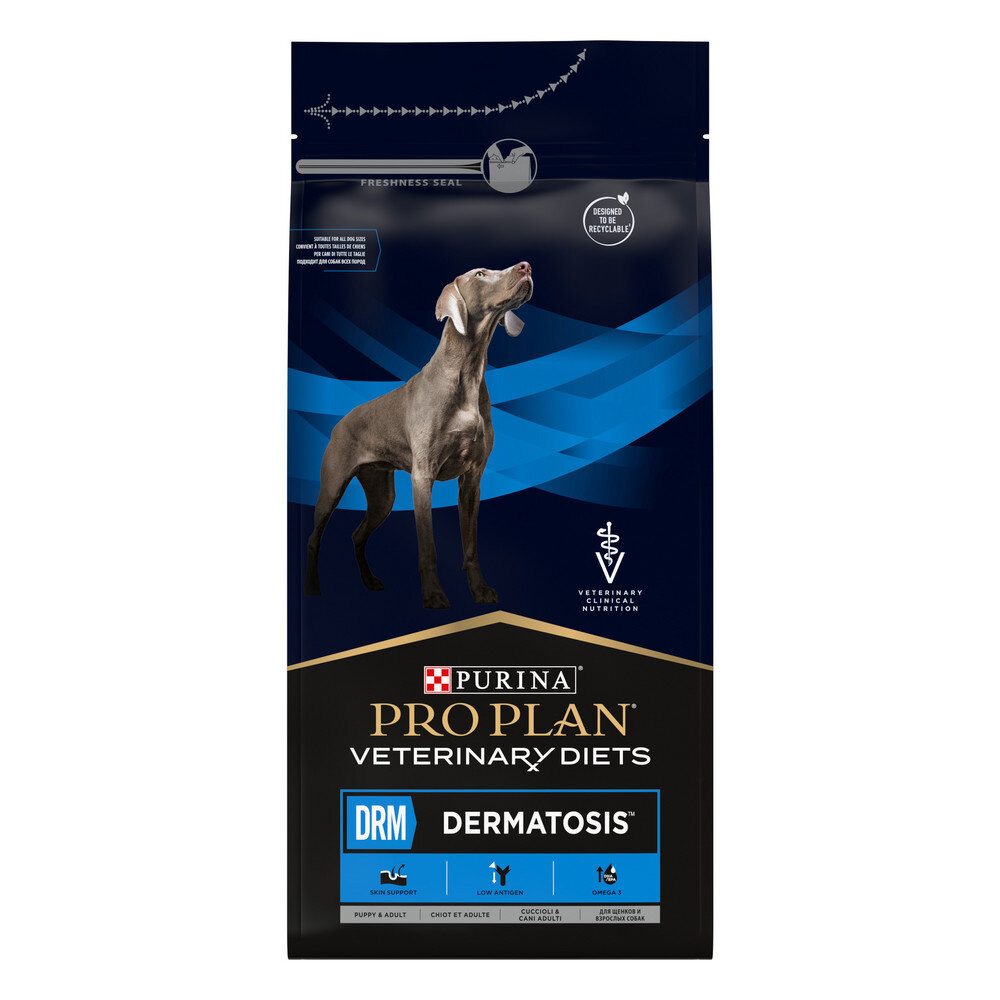 Сухой корм для собак Pro Plan Veterinary Diets Dermatosis при дерматозах и выпадении шерсти 3 кг