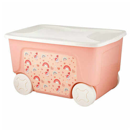 Детский ящик на колесах Lalababy Малышарики 50 л карамельный детский ящик для хранения игрушек lalababy play with me princess 17л