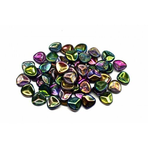 Бусины Rose Petal beads 8мм, отверстие 0,5мм, цвет 00030/95100 Crystal/Magic Blue, 734-029, около 10г (около 50шт)