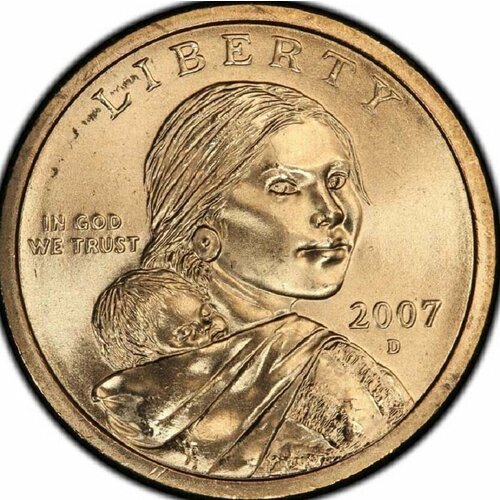 (2007d) Монета США 2007 год 1 доллар Орёл Сакагавея Латунь UNC