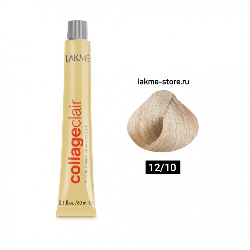 Lakme осветляющая крем-краска Collage clair, 12/10 светлый пепельный блондин, 60 мл