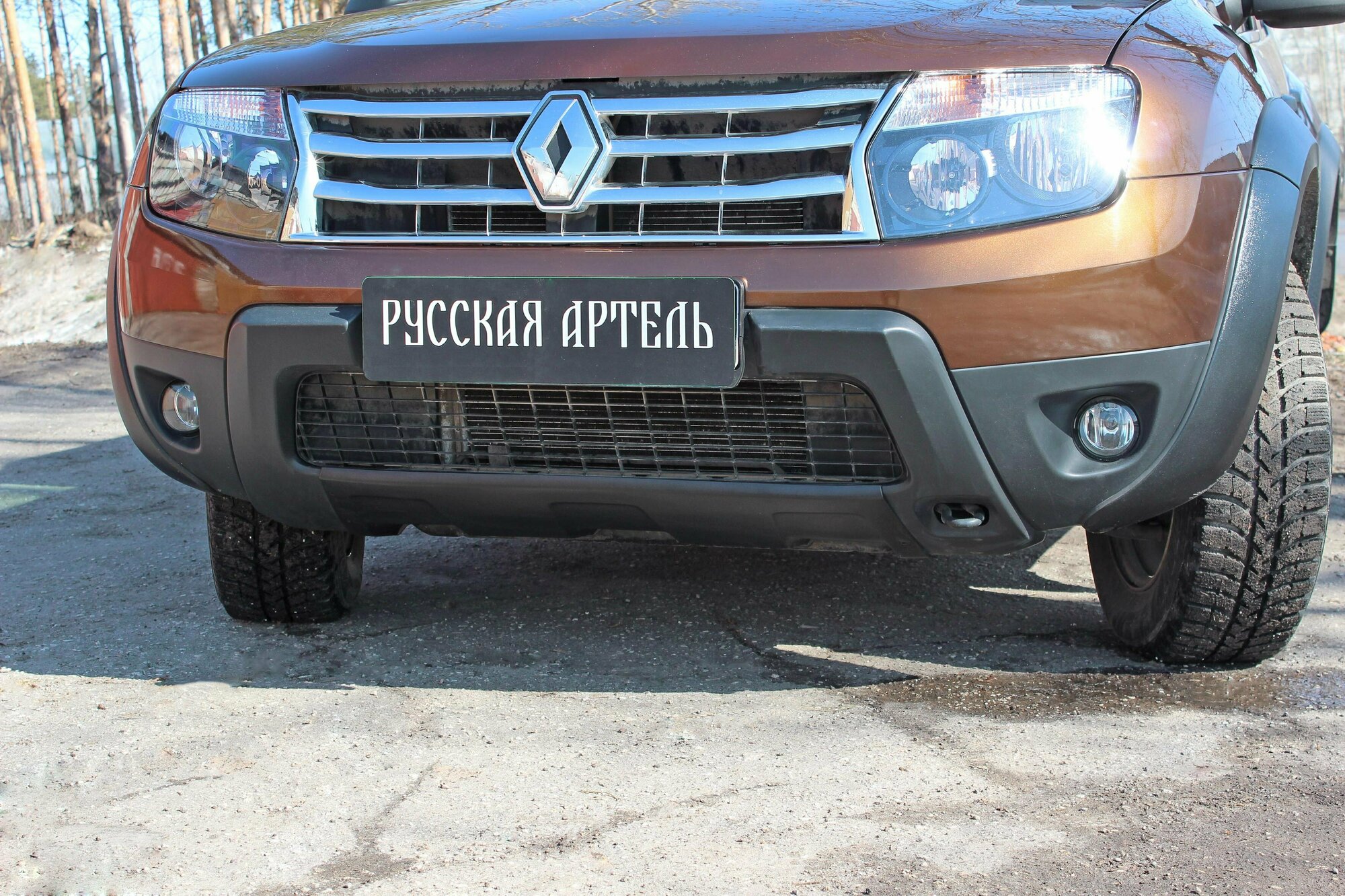 Накладка переднего бампера (аэродинамический обвес) усиленный Renault Duster 2010-2014 (дорестайлинг)