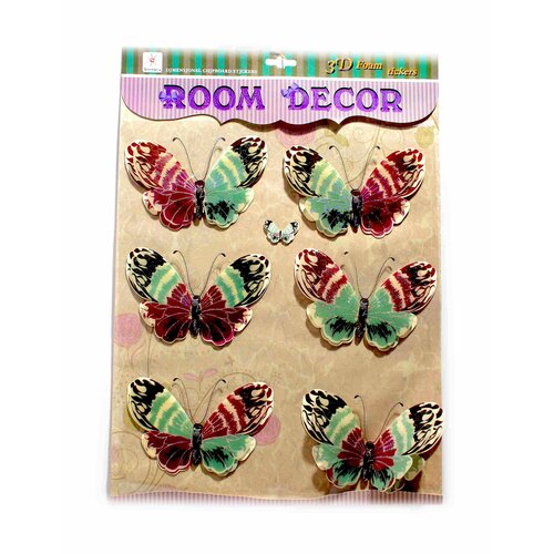 Наклейки Декоративные, Цветные Бабочки 3D, для стен и мебели, для интерьера, интерьерные, декор для дома, подарок