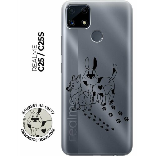 Силиконовый чехол с принтом Funny doggies для Realme C25 / C25S / Рилми С25 / С25с силиконовый чехол с принтом lazybones для realme c25 c25s рилми с25 с25с