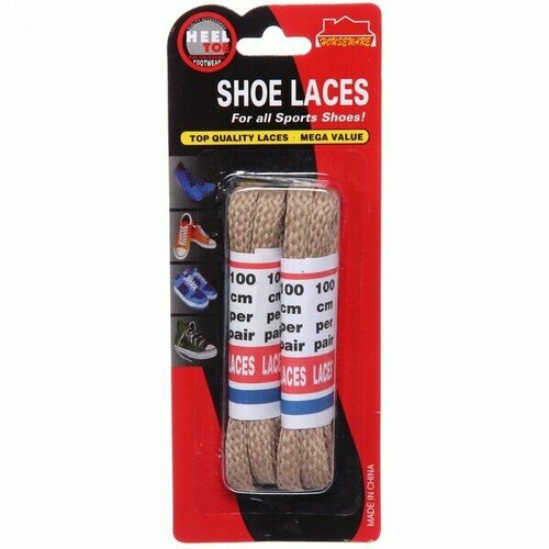 Шнурки для обуви Классические плоское сечение цвет бежевый 2 пары 100см 165₽