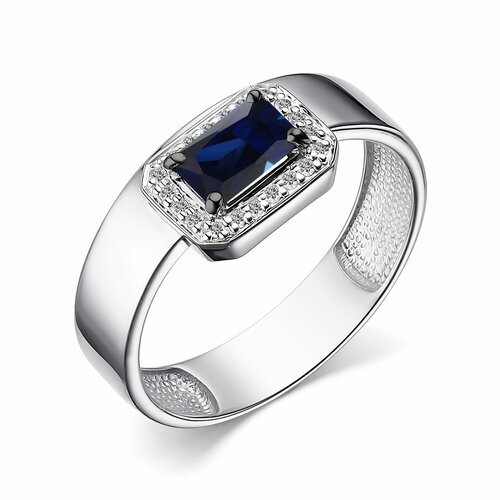 фото Кольцо diamant online, белое золото, 585 проба, бриллиант, сапфир, размер 17.5