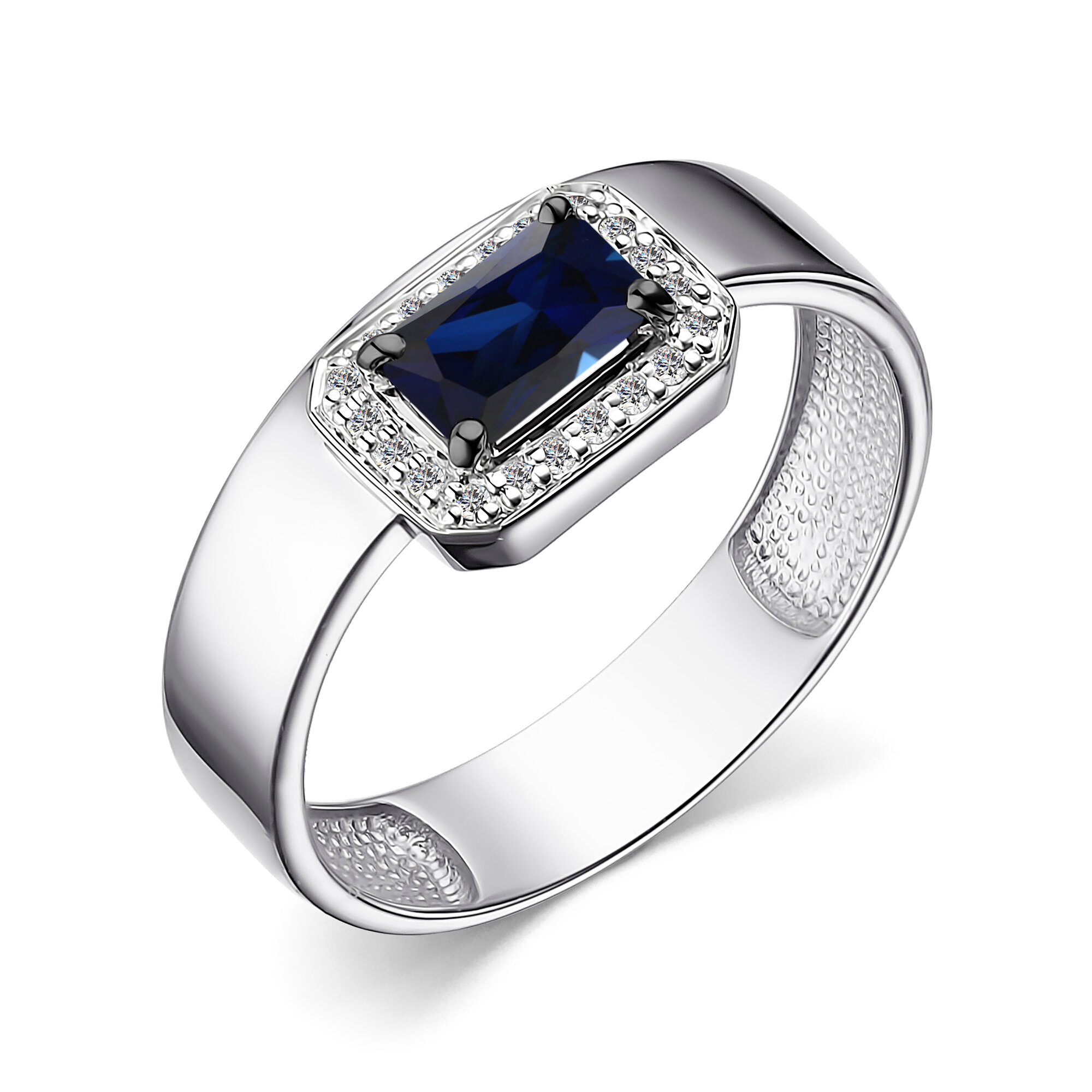 Кольцо Diamant online, белое золото, 585 проба, сапфир, бриллиант