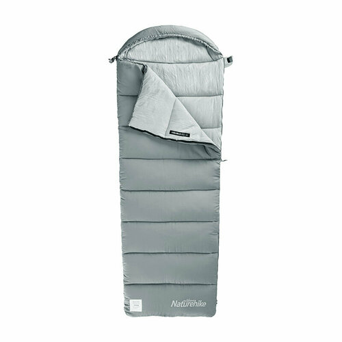 Мешок спальный Naturehike Envelope M300, (190+30)х80 см, (левый) (ТК: +6°C), серый