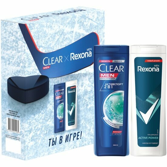 Подарочный набор Clear х REXONA MEN Спорт Ты в Игре! (шампунь + гель для душа)