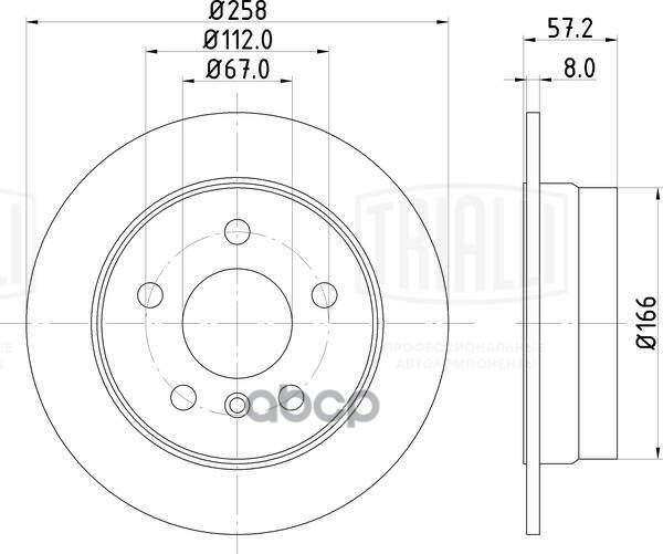 Диск Торм. Для А/М Mercedes A (W169)/B (W245) (04-) Перед. D=258 (Окраш.) (Df 250122) Trialli арт. df-250122