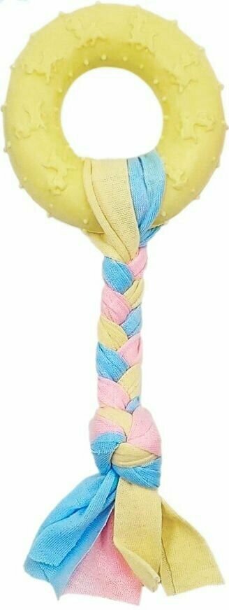 фото Игрушка-хваталка жевательная для собак "Кольцо с собачками", массажная, 18 х 6 см, из прочной термопластичной резины, цвет желтый