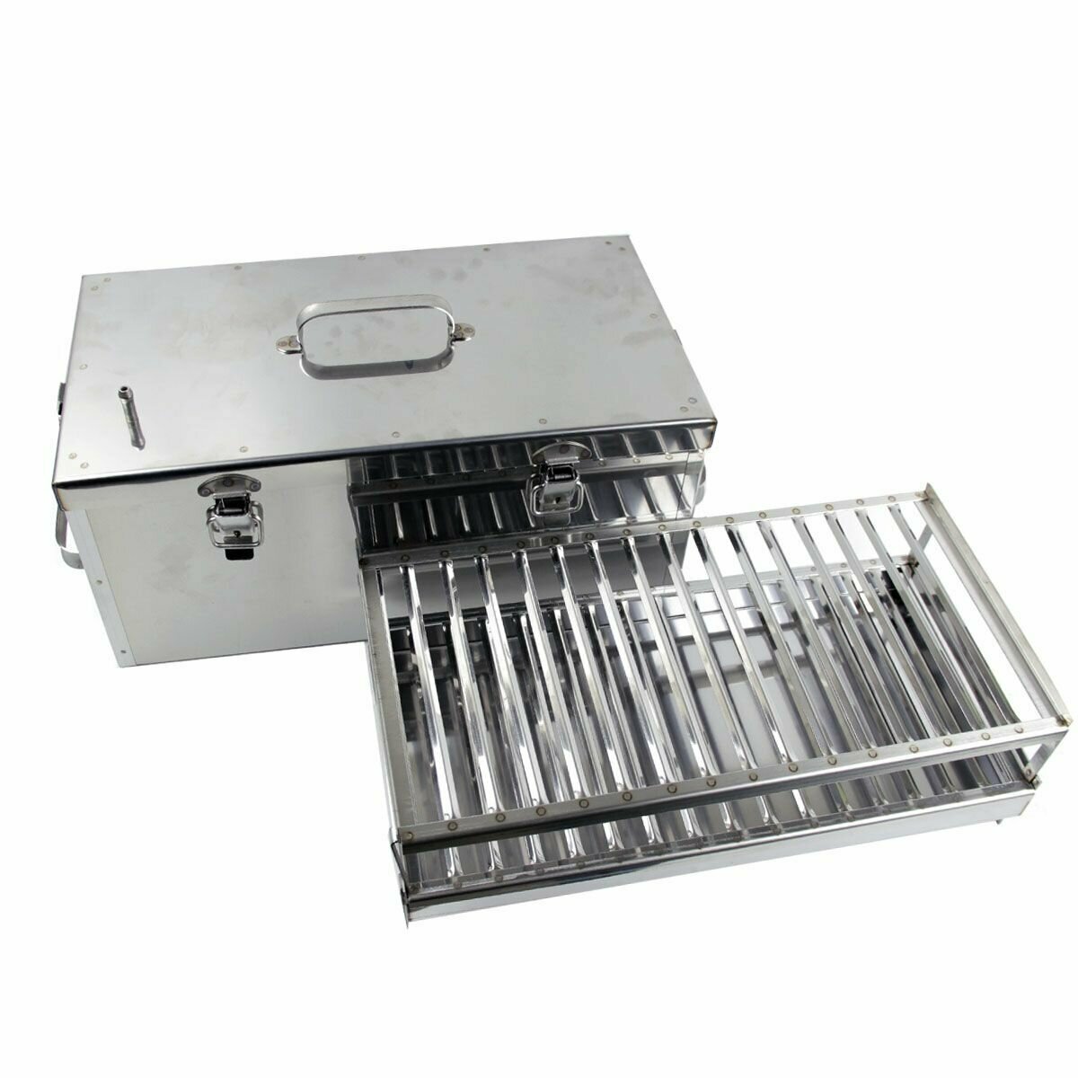 Коптильня нержавеющей стали (440х240х200) двухярусная, с замками, толщина стенки 1,2 мм — фото 4
