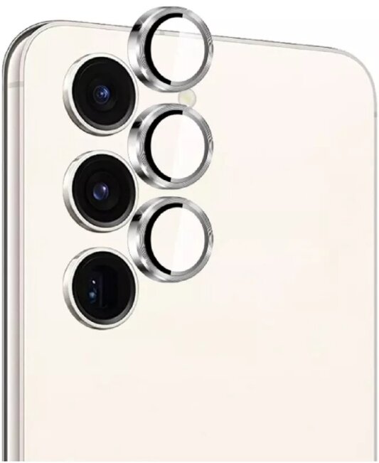 Линзы (стекла) для защиты камеры Samsung Galaxy S23(Самсунг Гэлэкси Эс23 / Самсунг Гэлэкси Эс23 Плюс), Серебристый (Серебро)