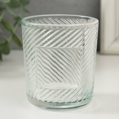 SUI Банка для свечей стекло Наклонные линии прозрачная 200 мл 75х75х82 см 418₽