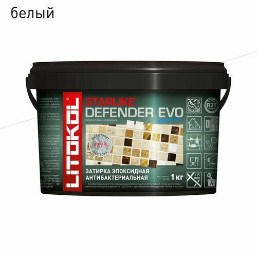 Эпоксидная затирка LITOKOL STARLIKE DEFENDER EVO 1-15 мм Белый 1 кг 5031₽