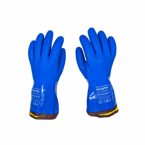 Перчатки защитные ПВХ SCAFFA Полюс-Т PVC1380BR-T цв. синий р.9 (6 пар/уп), 1916490