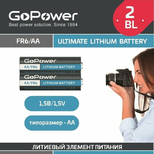 Батарейка GoPower FR6 AA BL2 Lithium 1.5V