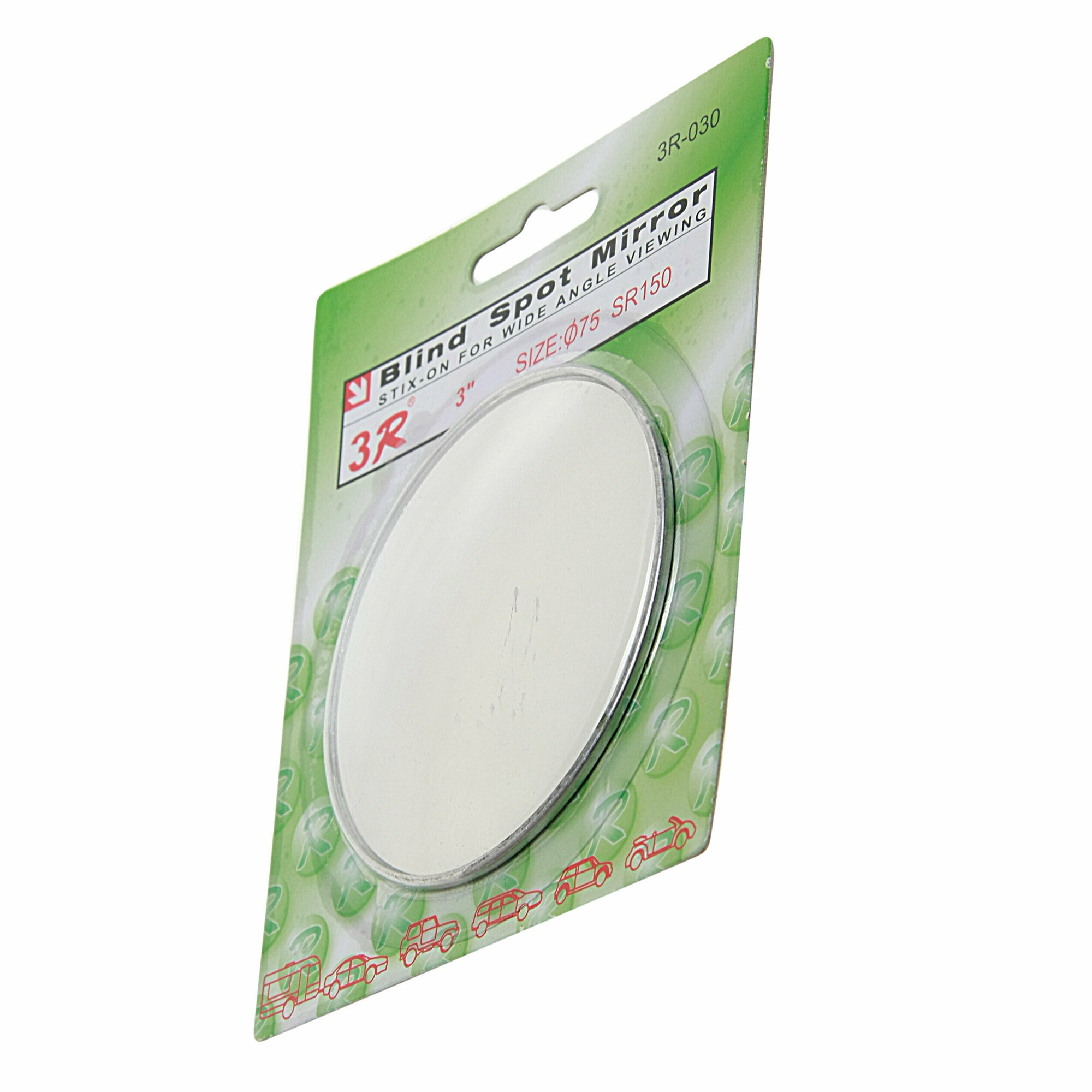 фото Зеркало дополнительное 3R-030 ALUMINIUM мертвой зоны 75мм сферическое внешнее, (скотч) 3R