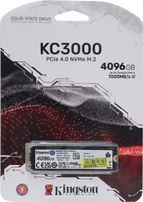 Накопитель SSD M.2 2280 Kingston KC3000 4TB PCI-E 4.0 x4 NVMe 3D TLC 7000/7000MB/s IOPS 1000K/1000K MTBF 2M 3,2 PBW graphen heatsink - фото №20