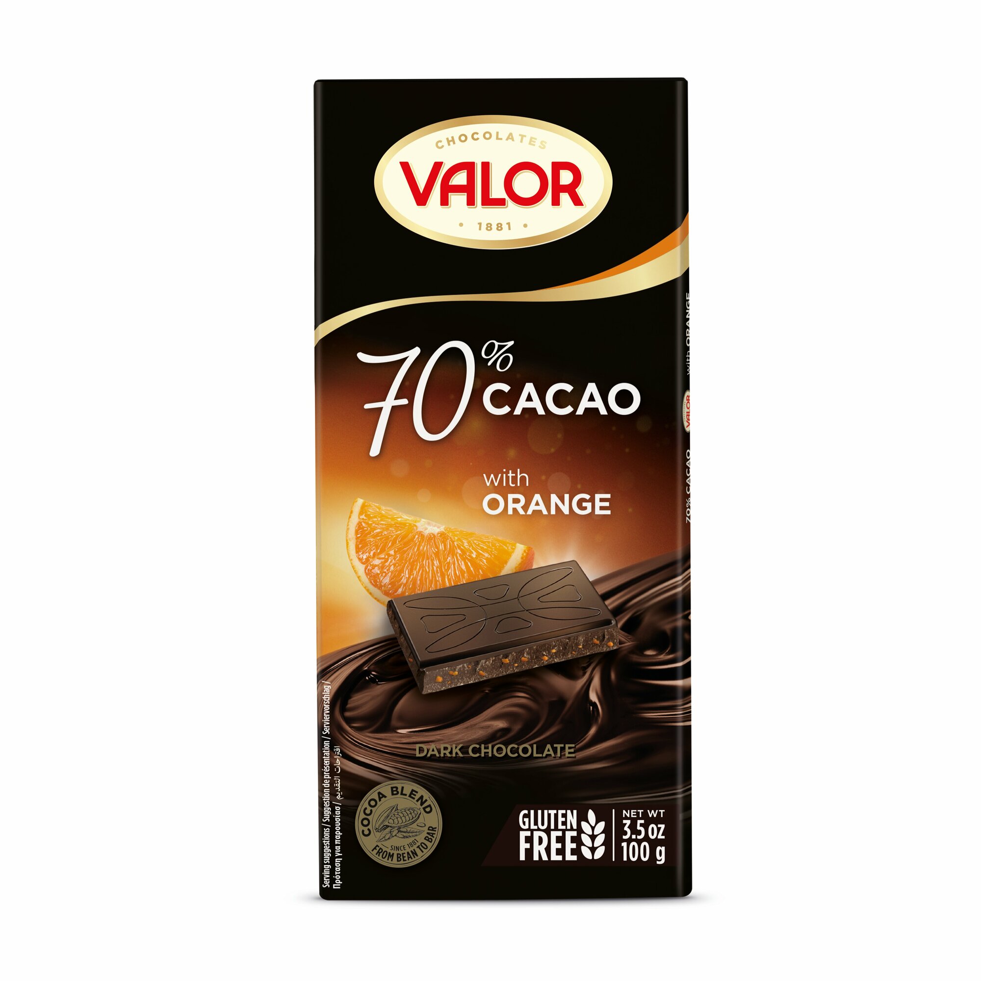 Valor Горький шоколад 70% с апельсином, 100г