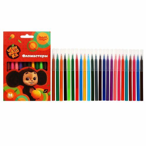 Фломастеры 24 цвета Мульти-Пульти Чебурашка смываемые картонная упаковка европодвес 614₽