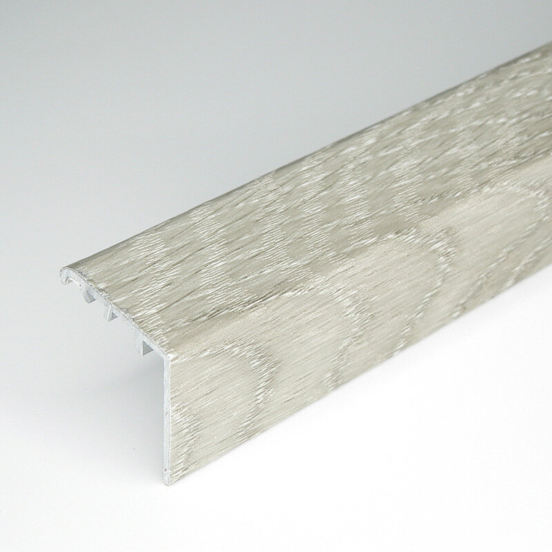 фото Порожек со скрытым креплением 30х30 мм, длина 0,9 м, уголок алюминиевый Русский профиль, накладки на ступени, ламинация дуб монтана