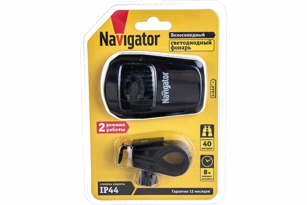 Фонарь Navigator 14 241 NPT-B08-3ААА вело. пластиковый 6LED 0,5Вт блист. — фото 1